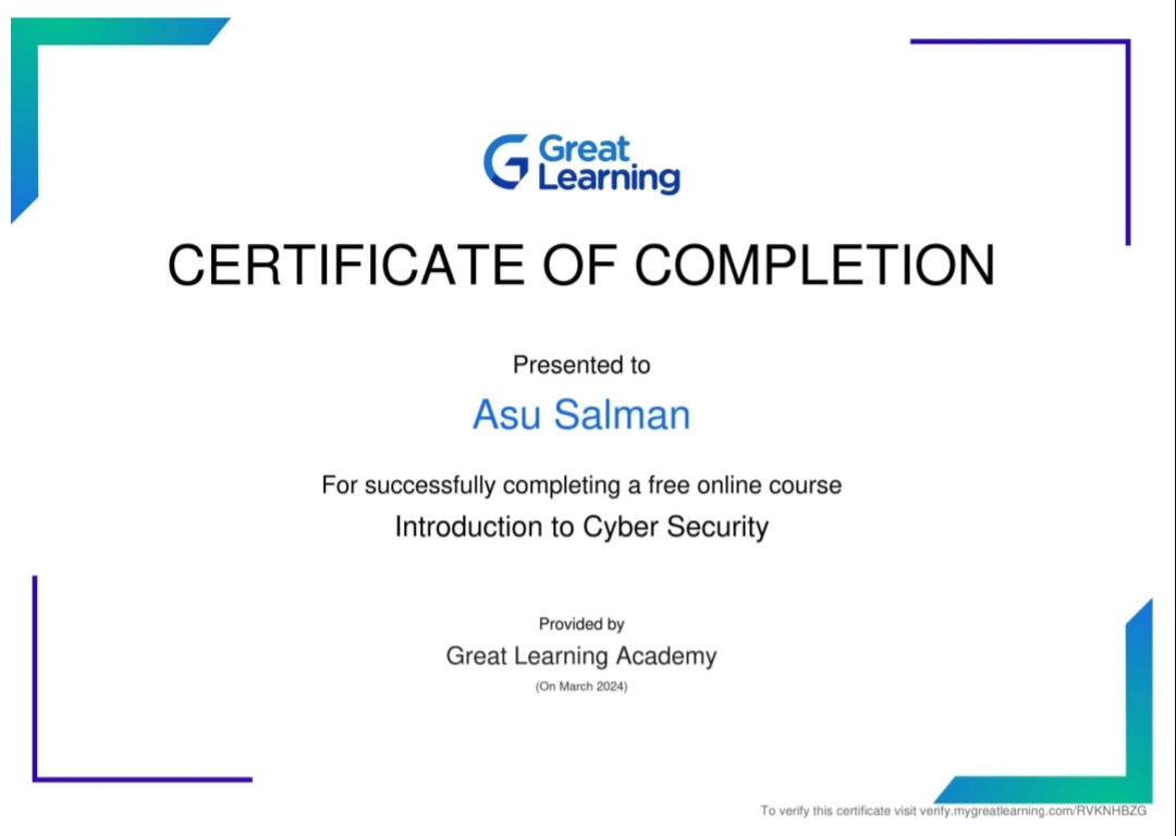 Introduction to cyber security by Great Learning